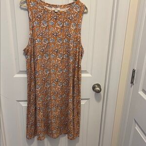 LOFT Orange Floral Sleeveless Dress